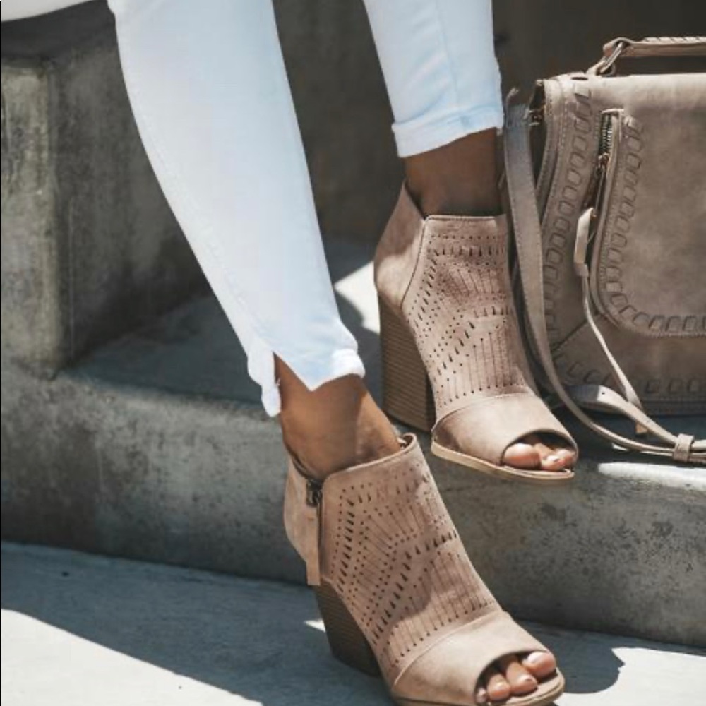 Peep toe booties